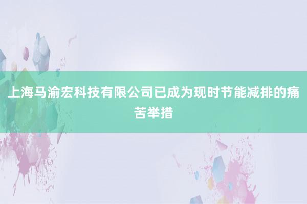 上海马渝宏科技有限公司已成为现时节能减排的痛苦举措