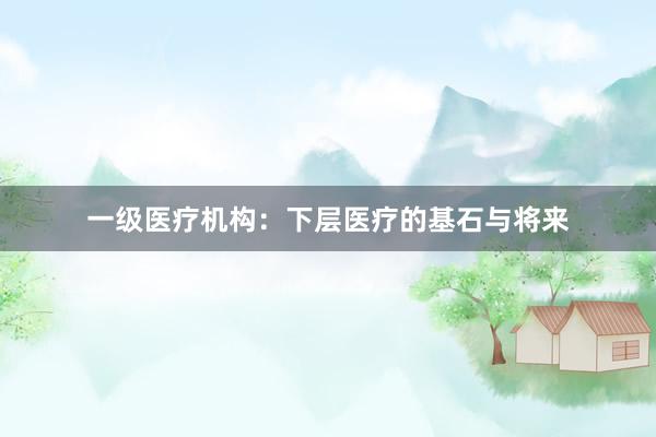 一级医疗机构：下层医疗的基石与将来